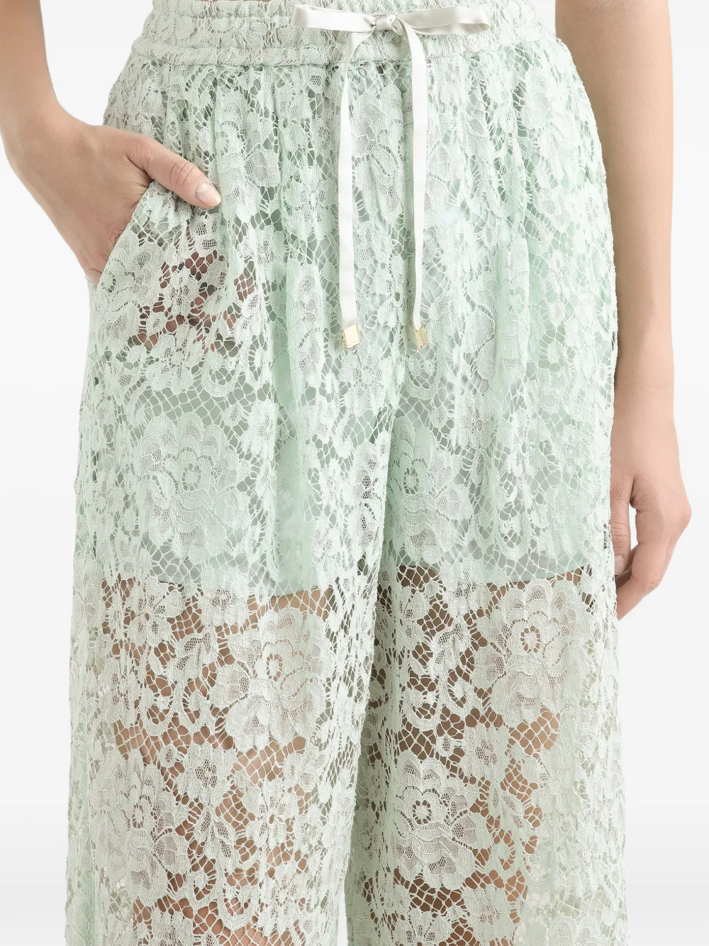 Dolce & Gabbana Palazzo broek met bloemenkant Groen