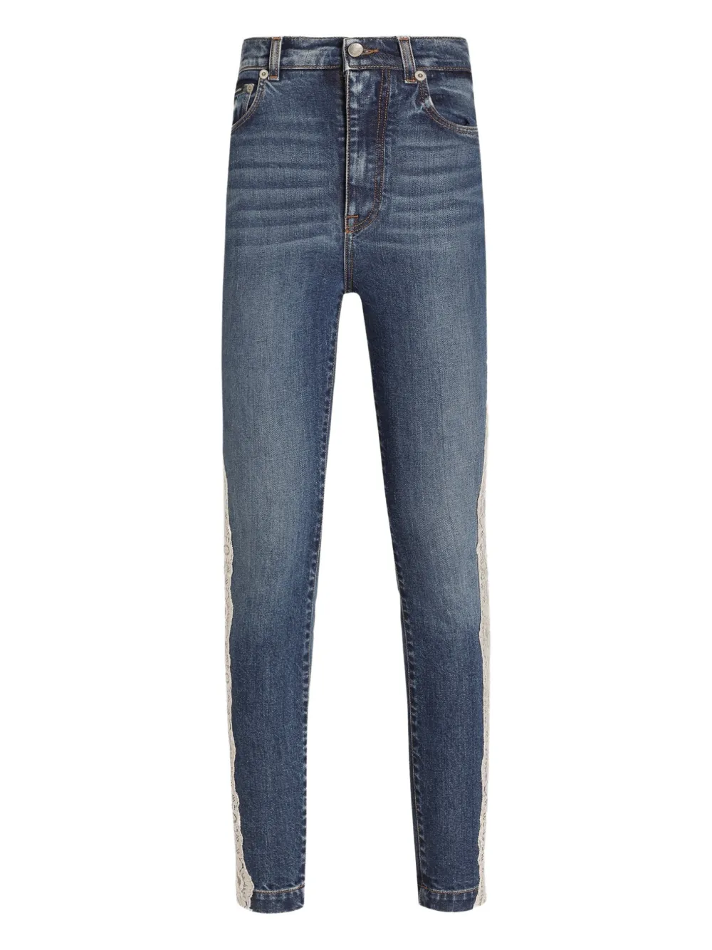Dolce & Gabbana lace panel denim jeans - Blue