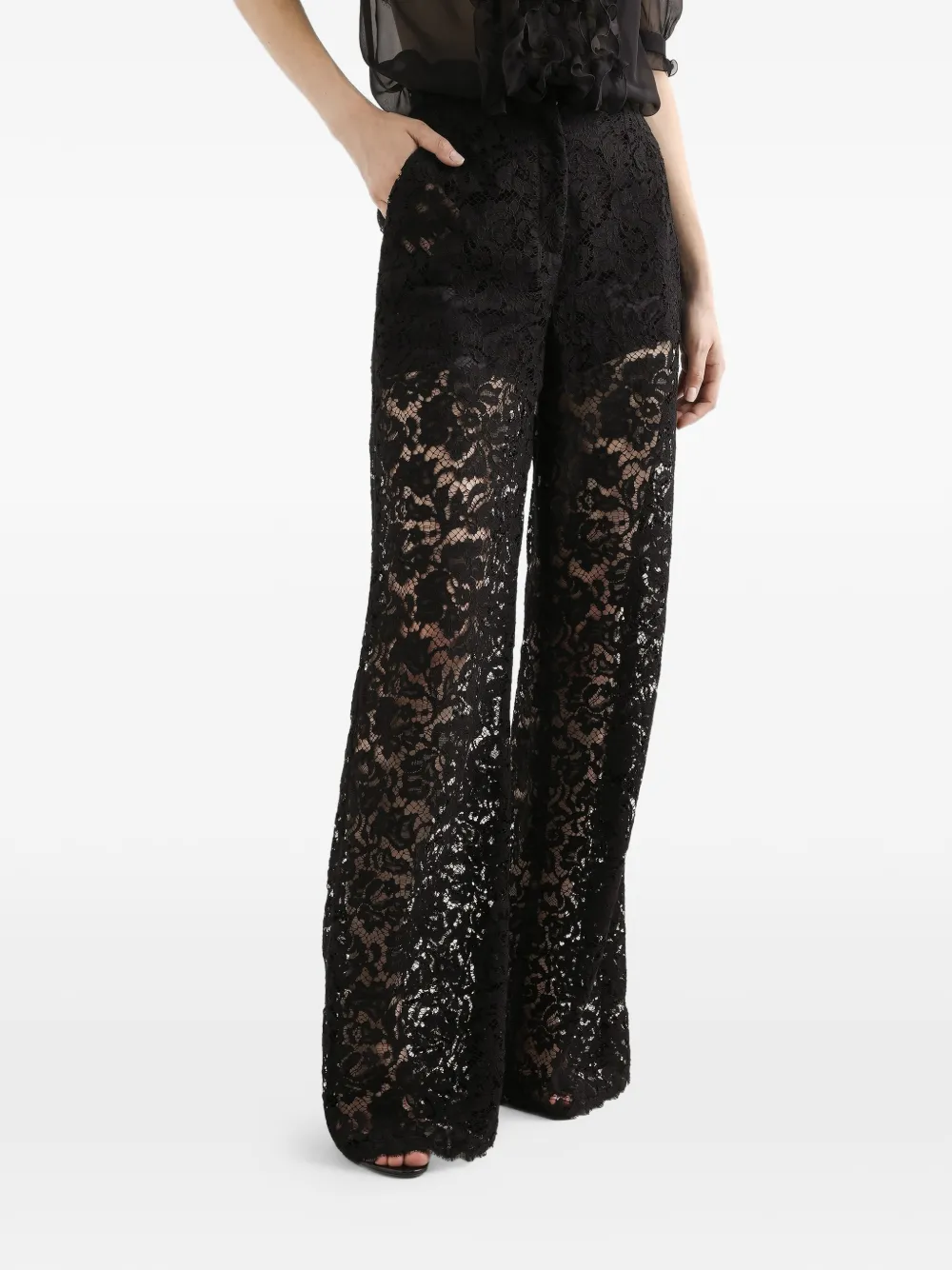 Dolce & Gabbana Cordonetto broek met kant Zwart
