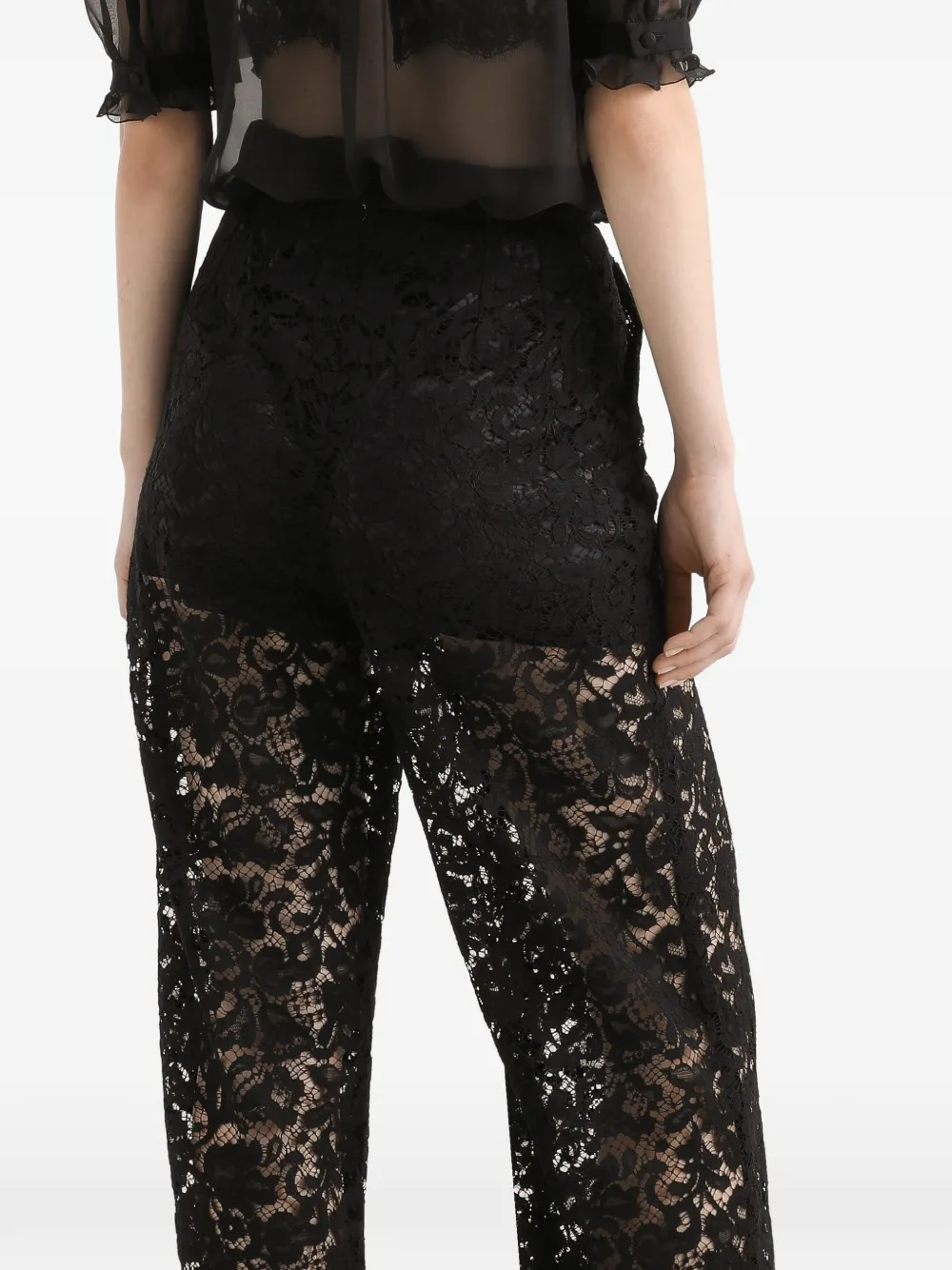 Dolce & Gabbana Cordonetto broek met kant Zwart