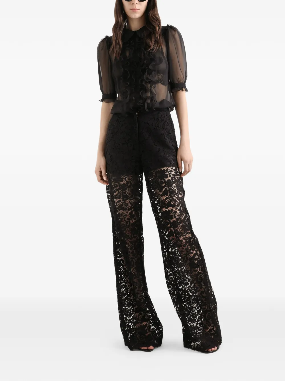 Dolce & Gabbana Cordonetto broek met kant Zwart