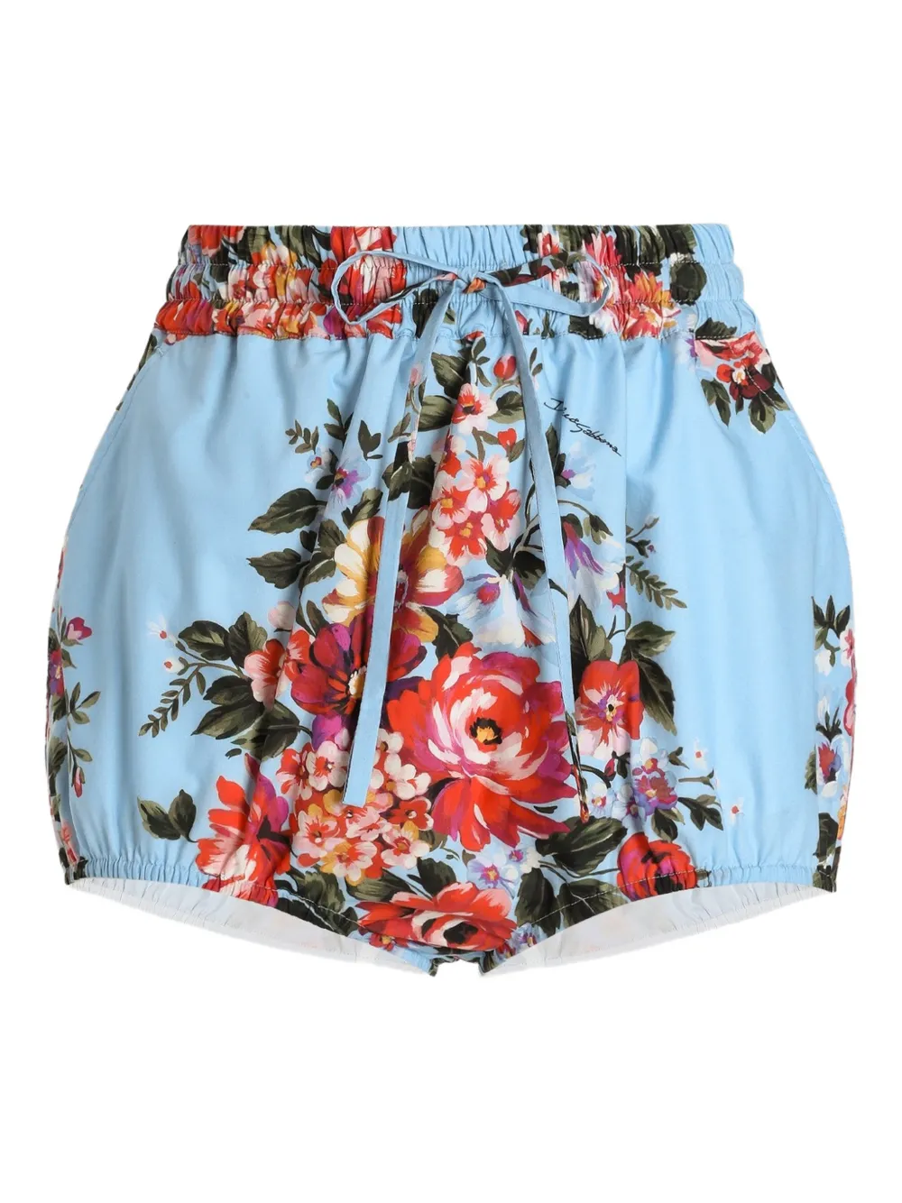 Dolce & Gabbana floral-pattern drawstring shorts - Blu