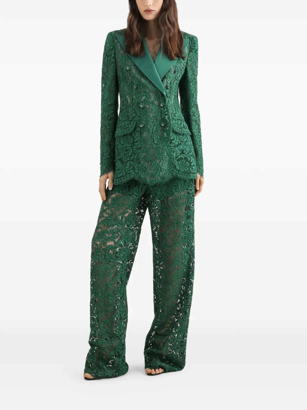 Dolce & Gabbana Cordonetto broek met kant Groen