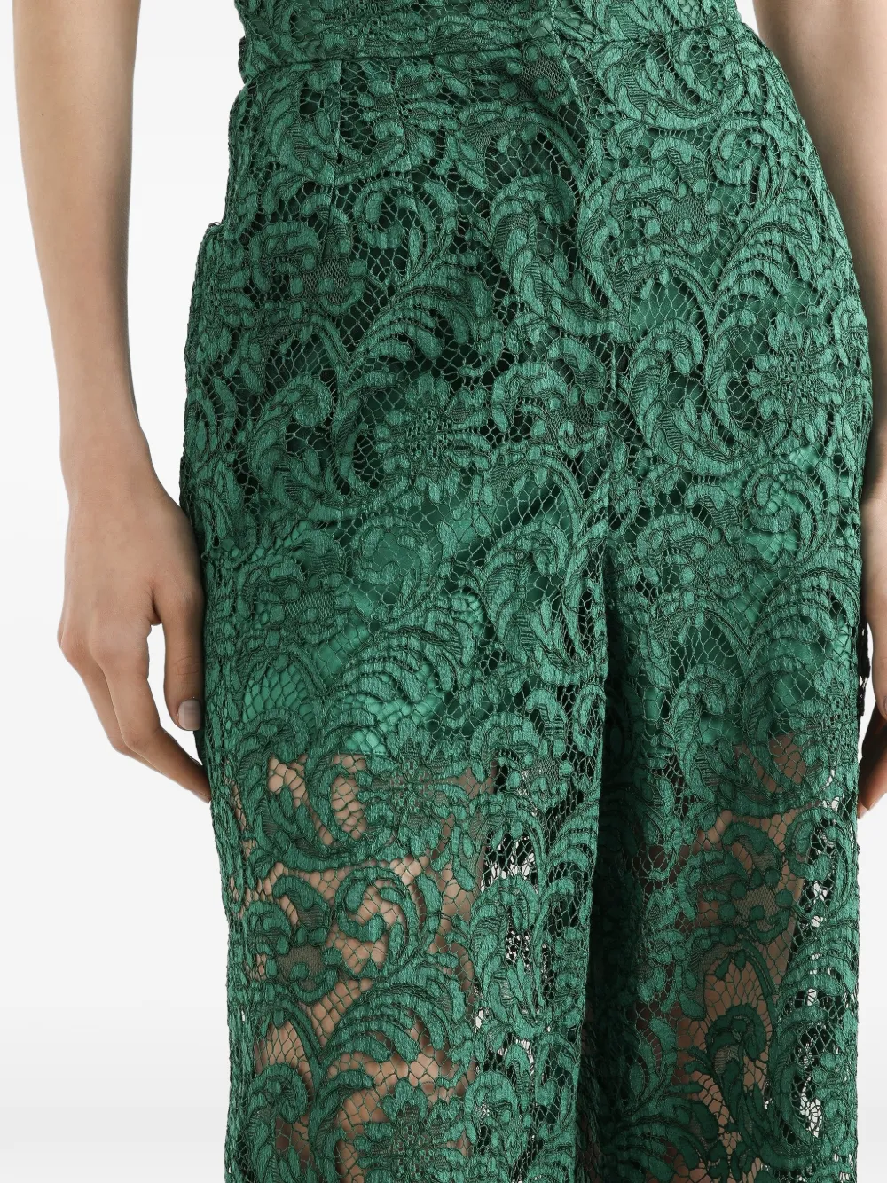 Dolce & Gabbana Cordonetto broek met kant Groen