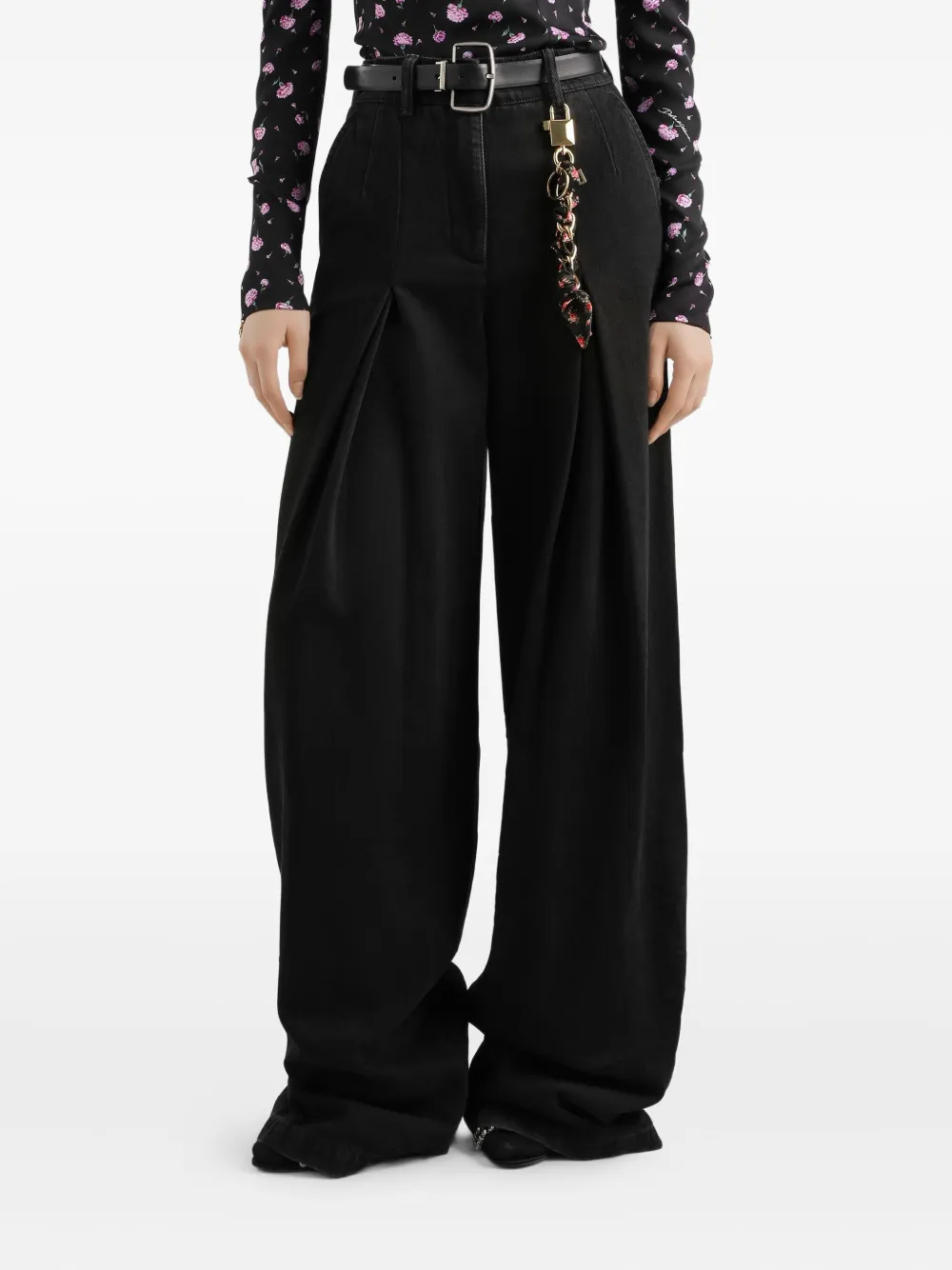 Dolce & Gabbana Women Wide-leg Cotton Jeans In Multi