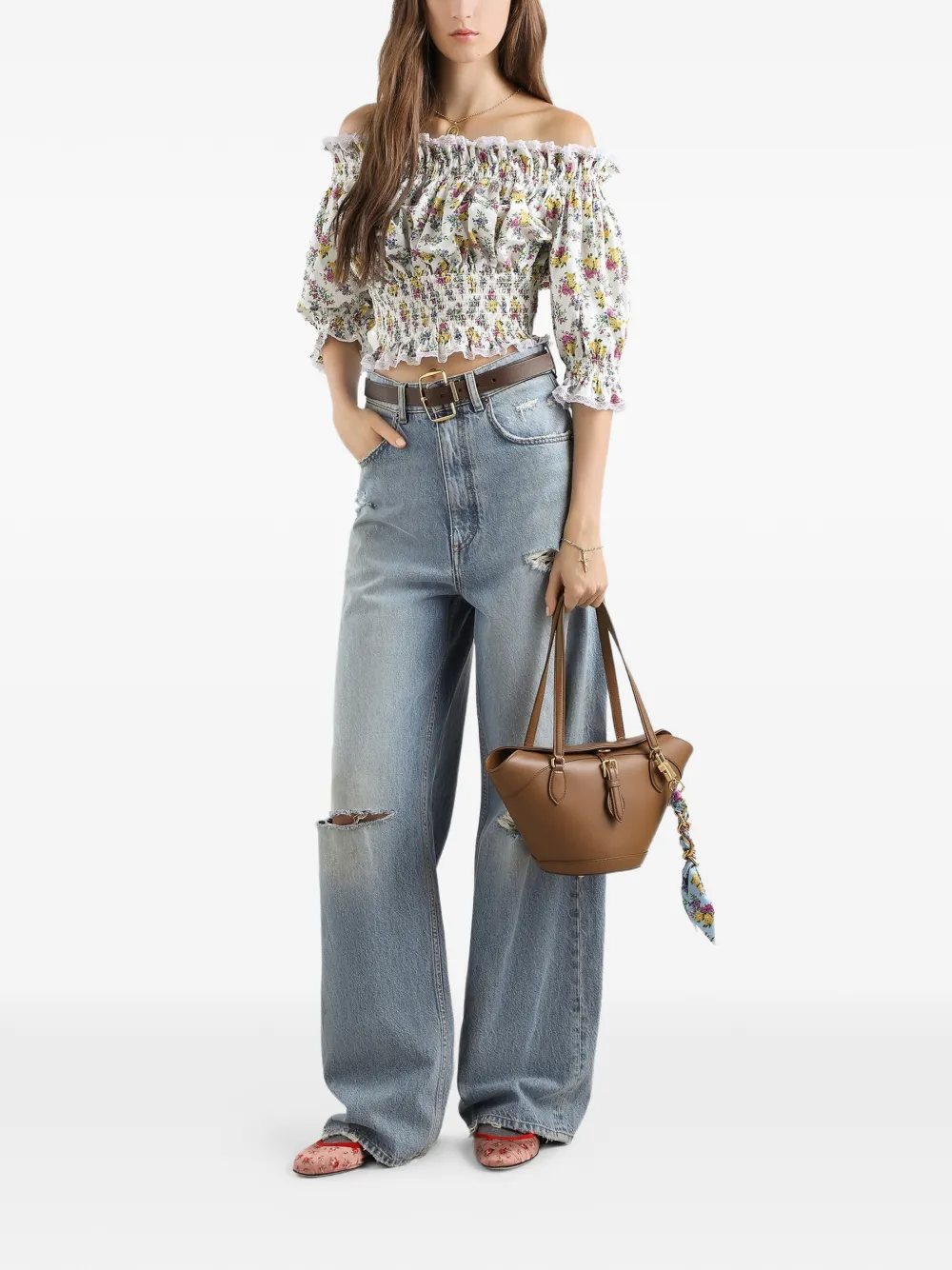  Dolce & Gabbana Vaqueros Anchos Con Efecto Envejecido - Azul 