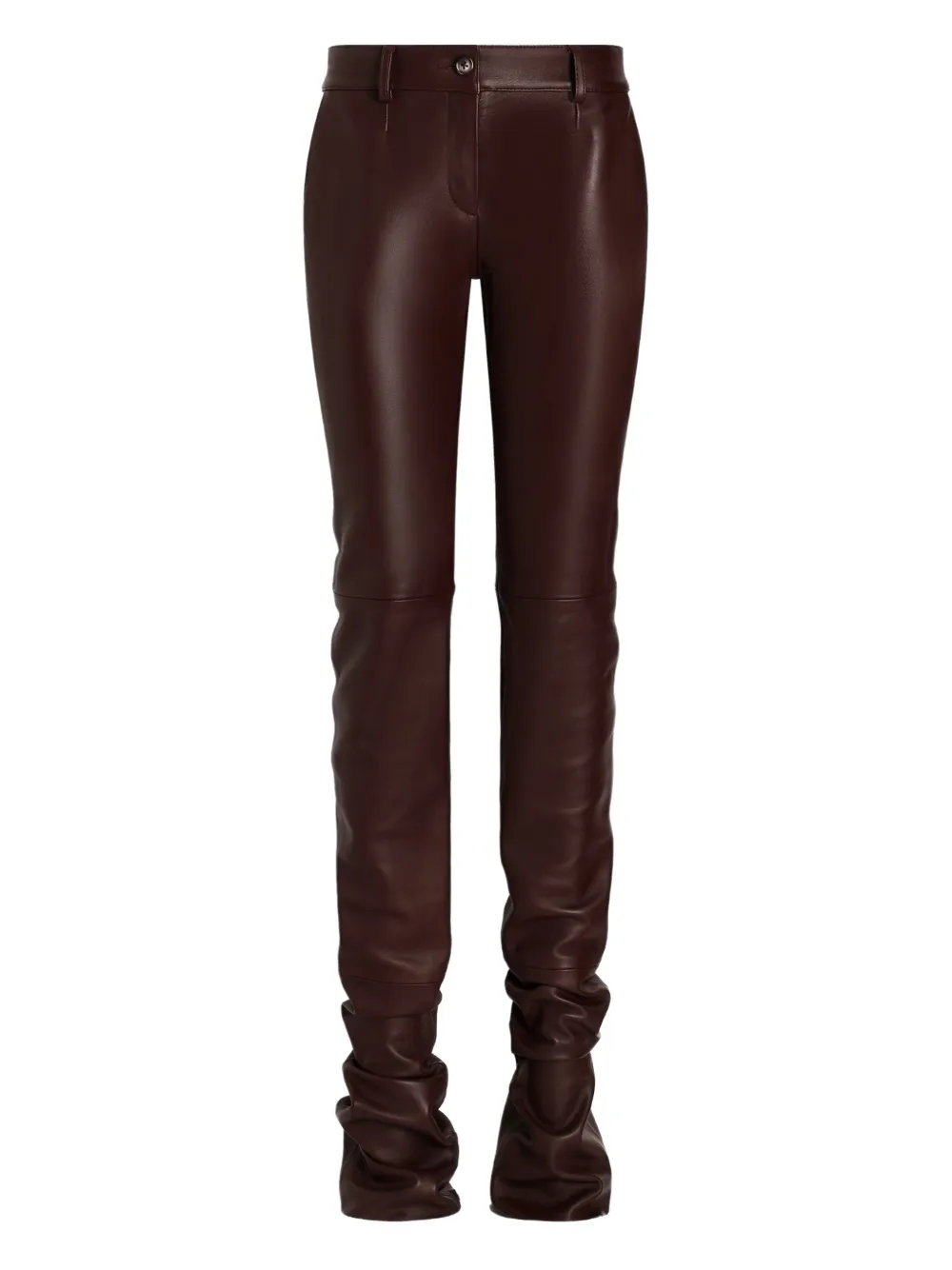 Dolce & Gabbana ruched leather trousers - Brown