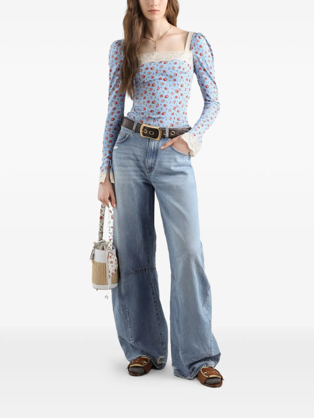 Dolce & Gabbana Gerafelde jeans met vlak Blauw
