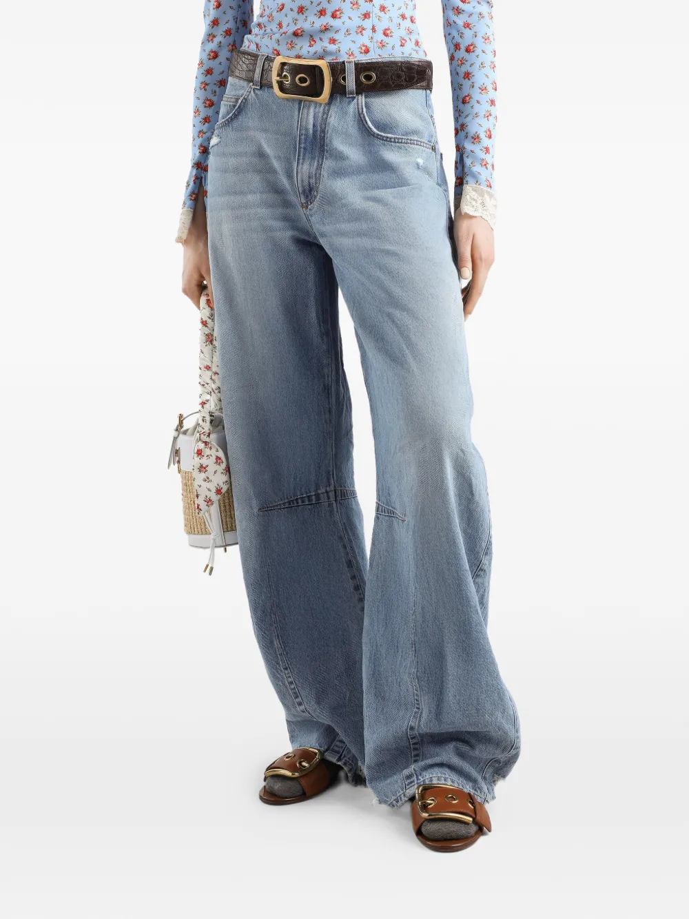 Dolce & Gabbana Gerafelde jeans met vlak Blauw