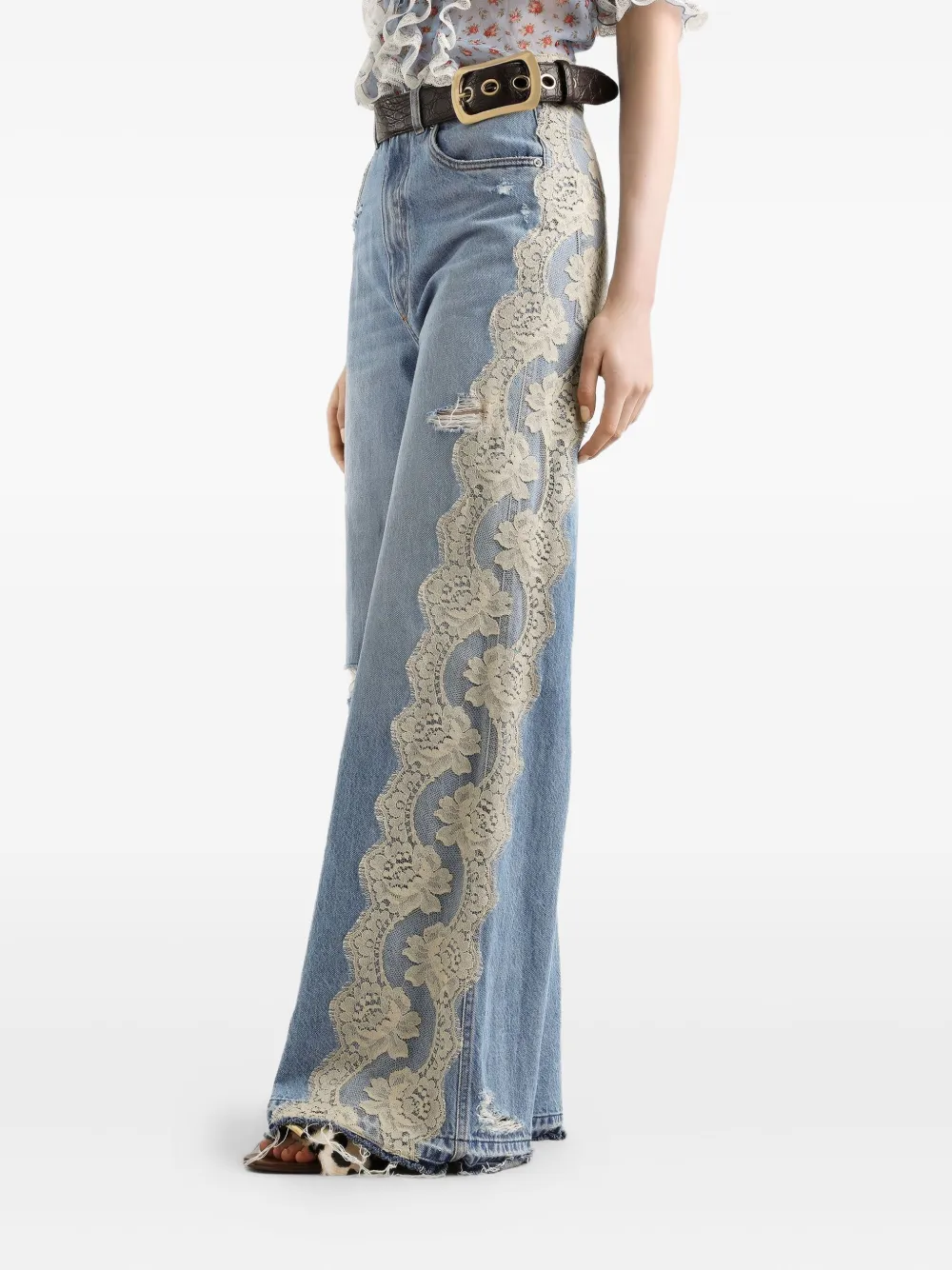 Dolce & Gabbana Jeans met kanten vlakken Blauw