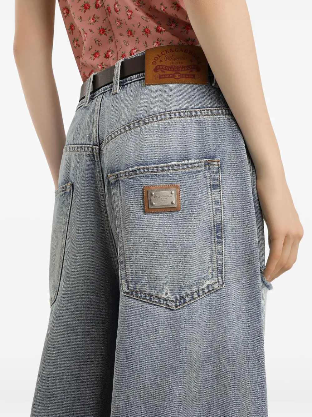distressed panelled jeans