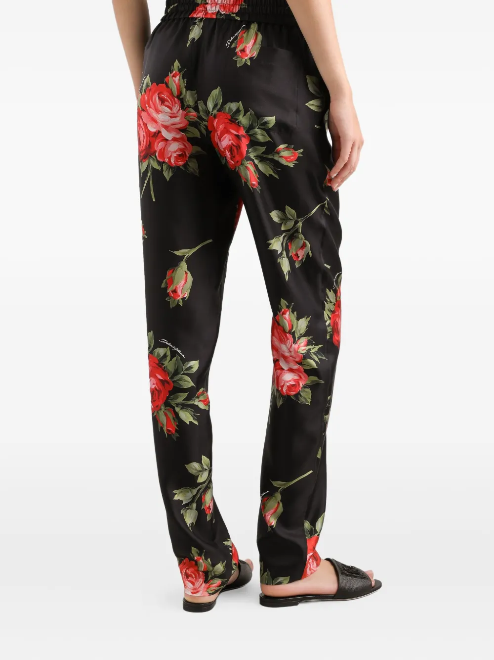 Dolce & Gabbana Broek met bloemen Zwart
