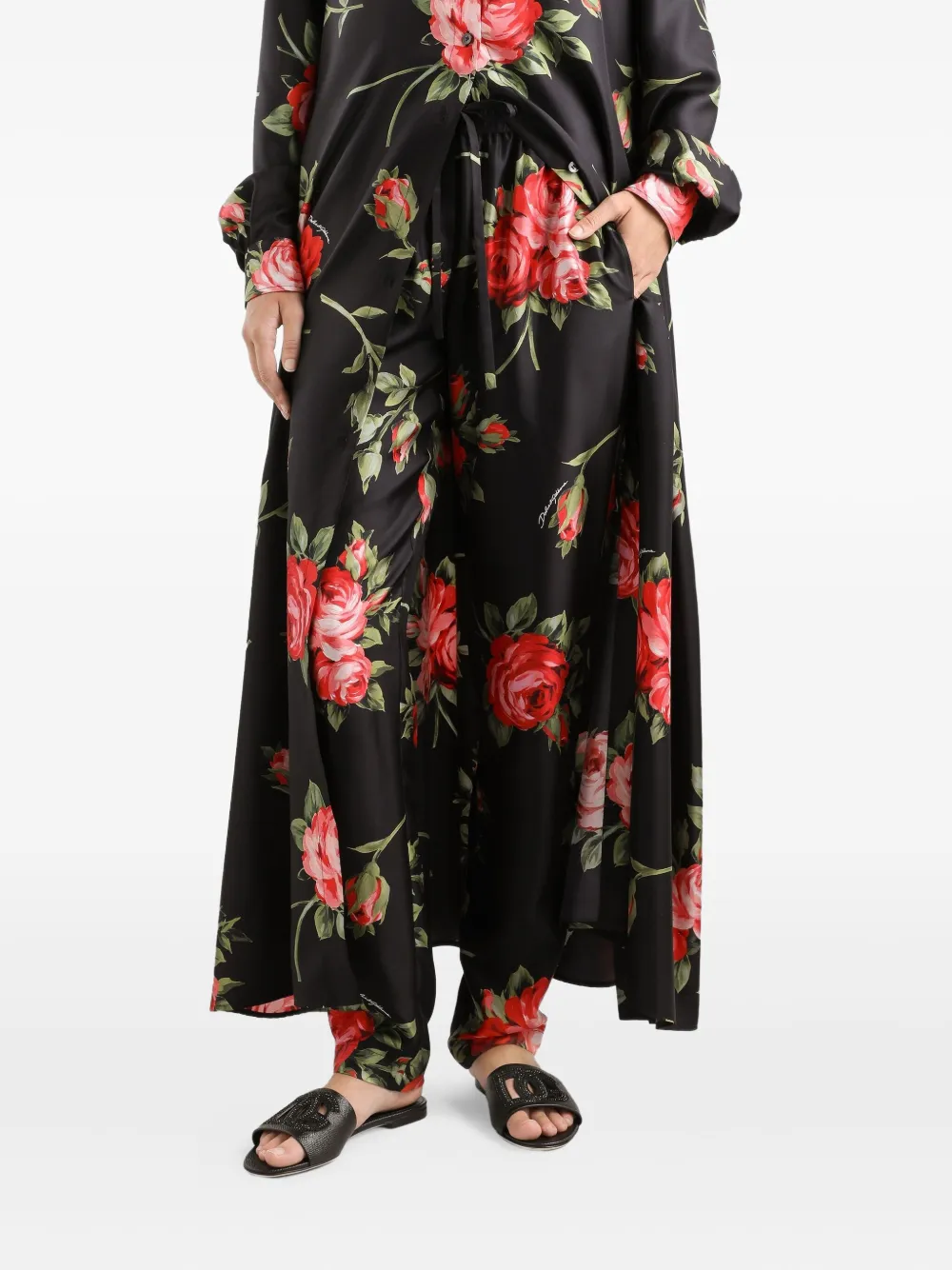 Dolce & Gabbana Broek met bloemen Zwart