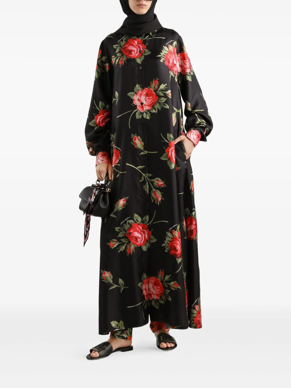 Dolce & Gabbana Broek met bloemen Zwart