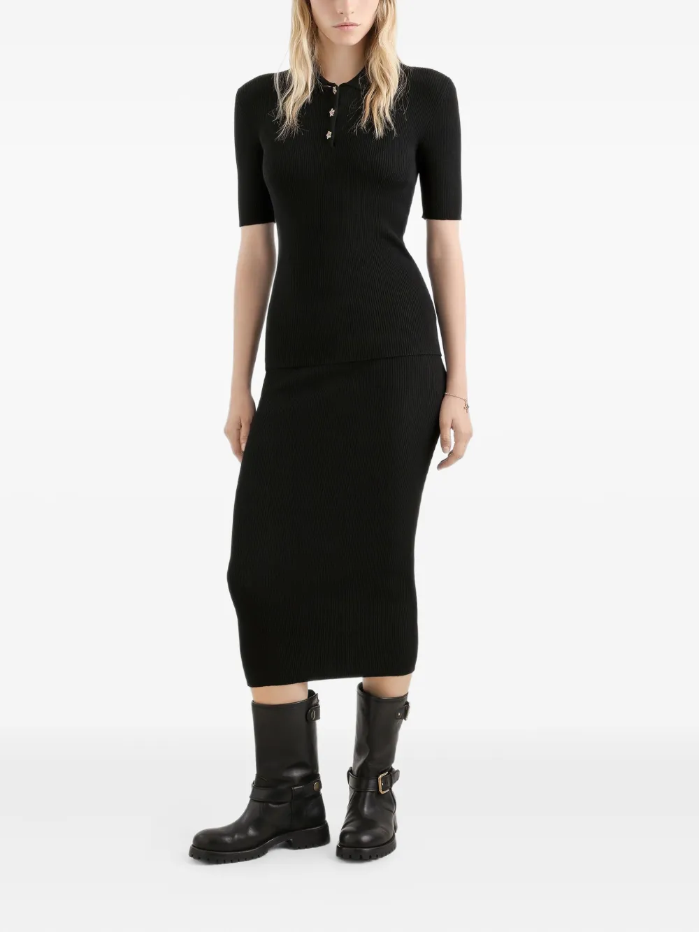  Dolce & Gabbana Ribbed Midi Skirt - Black 