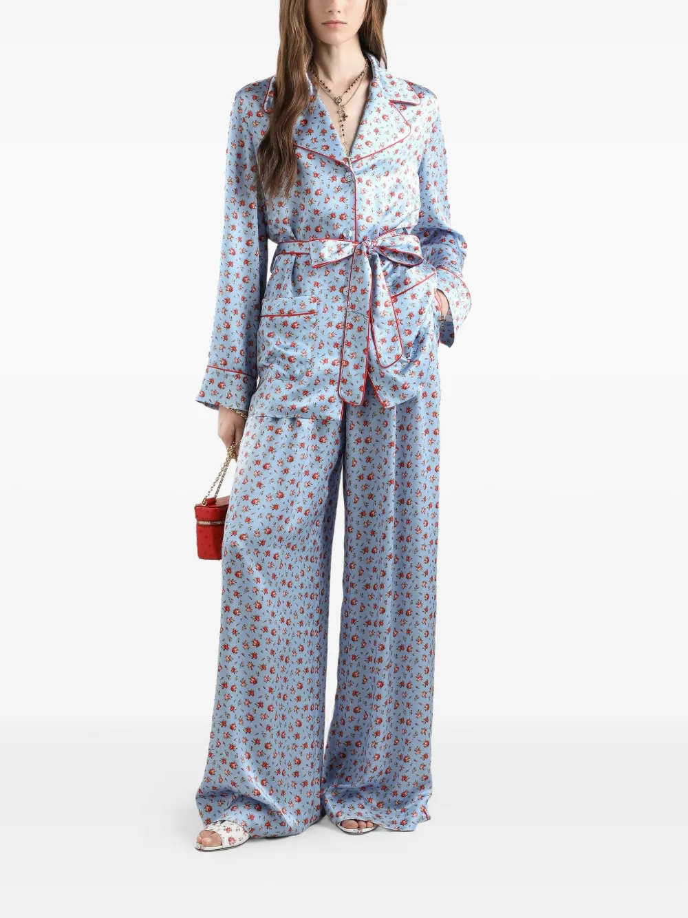 Dolce & Gabbana Broek met bloemenprint - Blauw