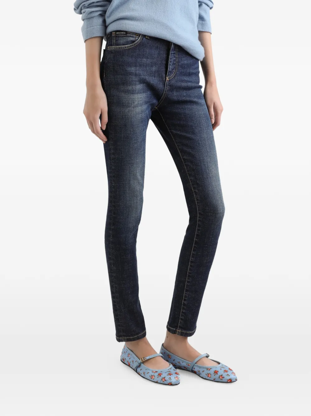  Dolce & Gabbana Logo-patch Skinny Jeans - Blue 