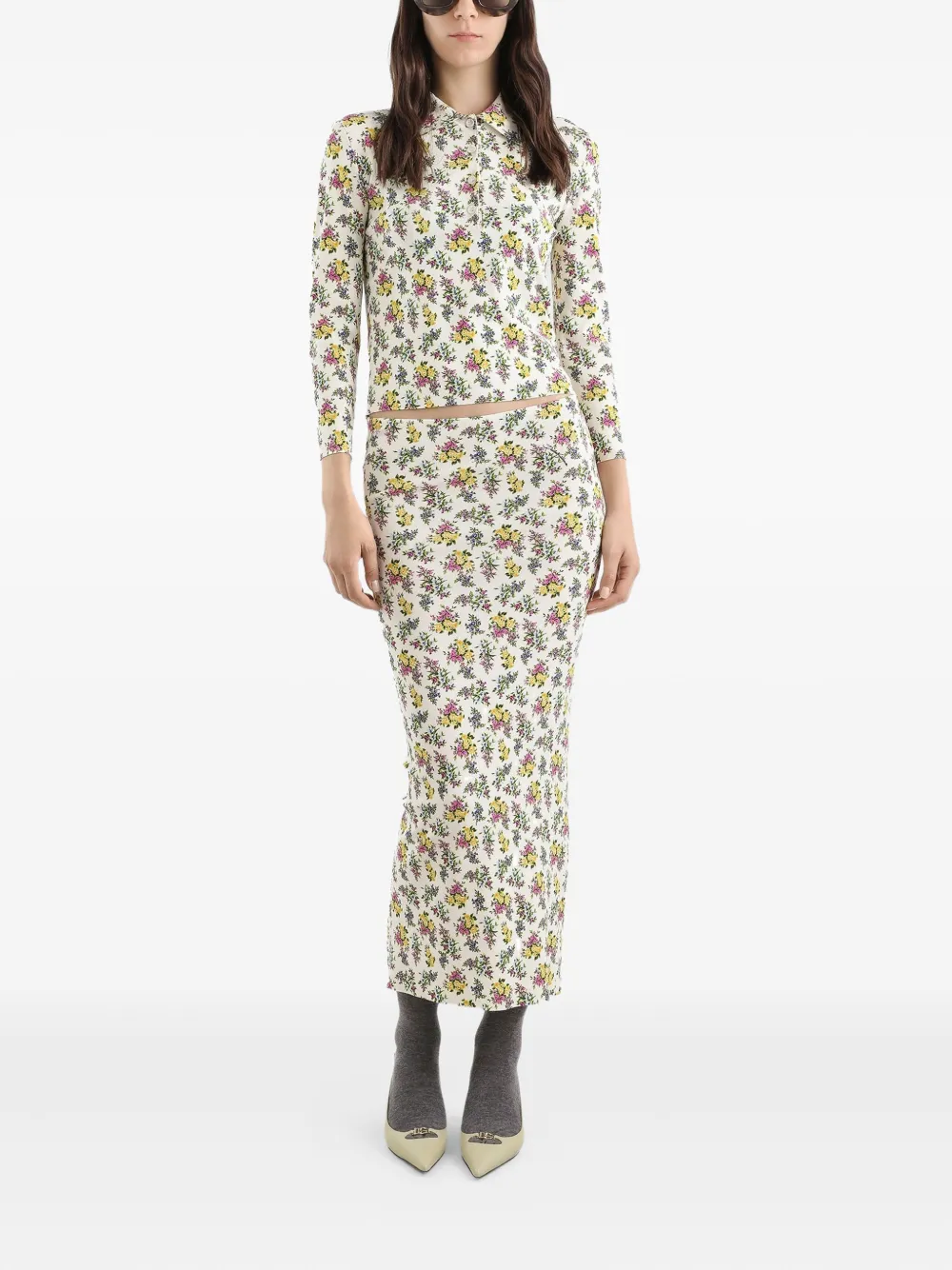 Dolce & Gabbana Kokerrok met bloemenprint - Wit