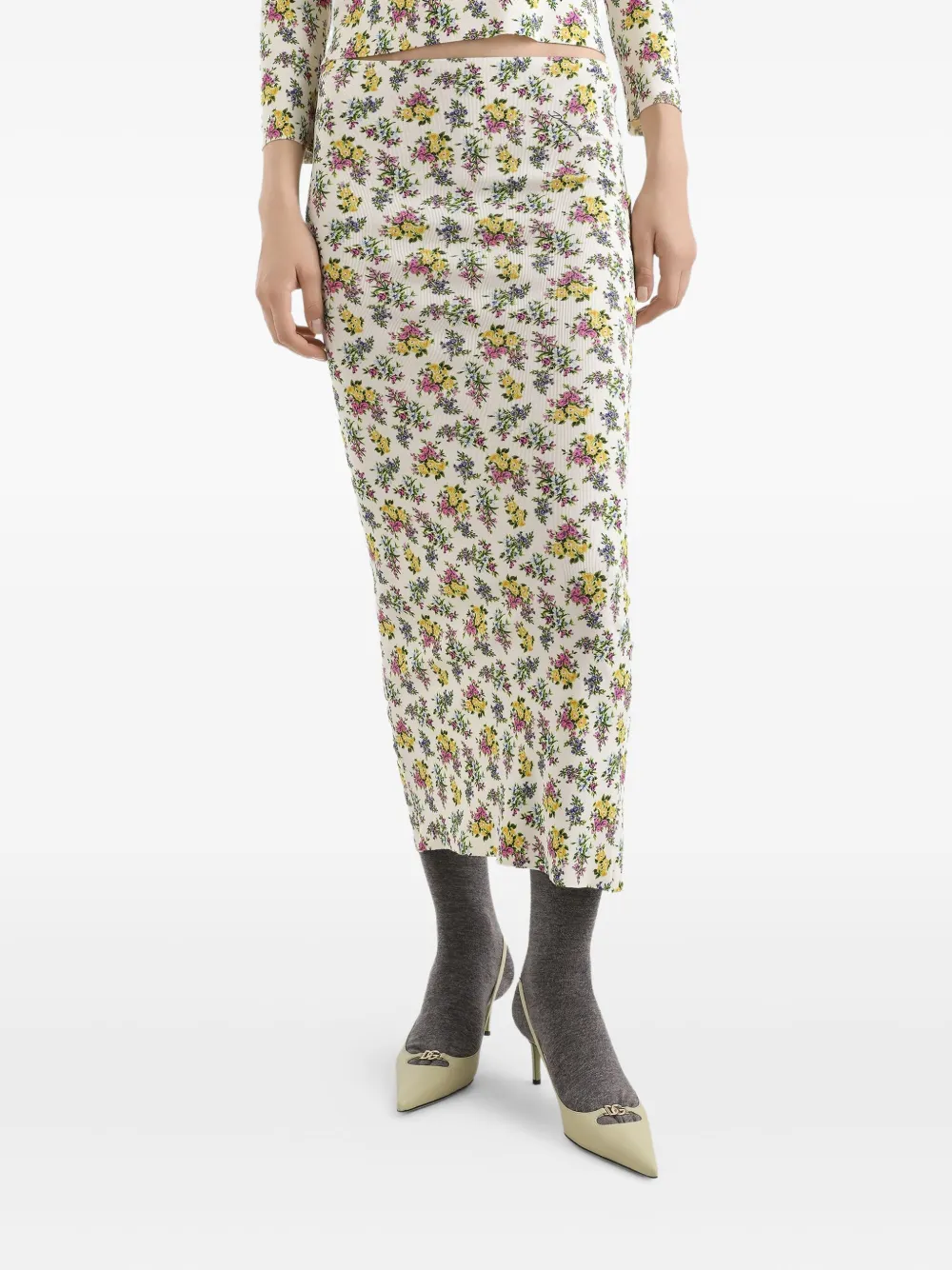 Dolce & Gabbana Kokerrok met bloemenprint Wit