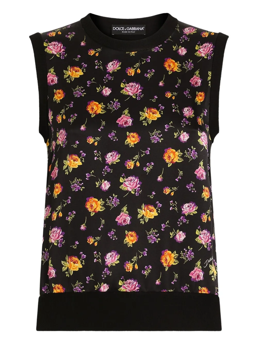 Dolce & Gabbana Canotta a fiori - Nero