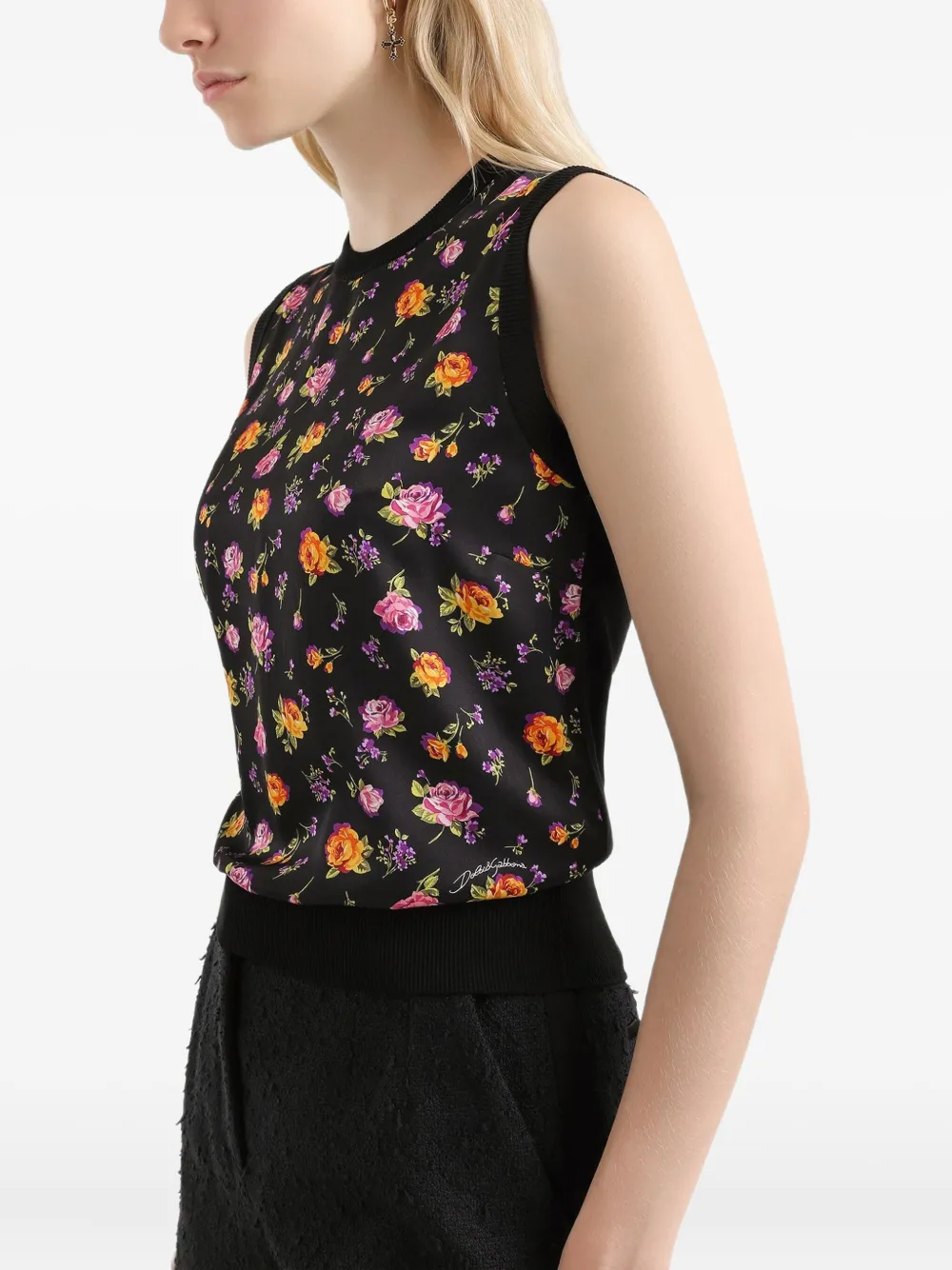 Dolce & Gabbana Tanktop met bloemenprint Zwart
