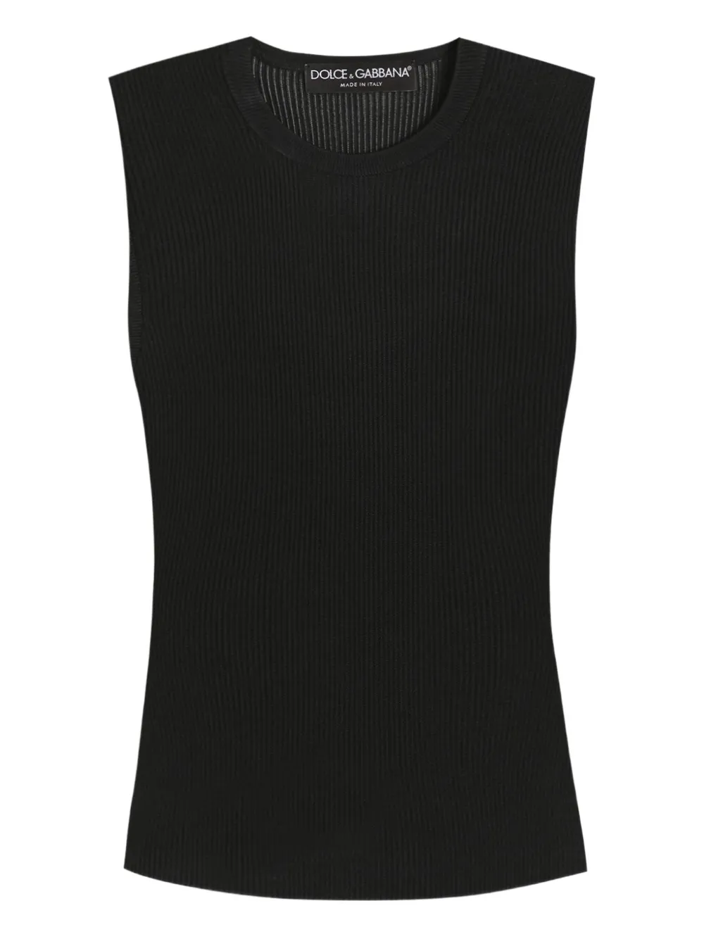 Dolce & Gabbana Ribbed Sleeveless Tank Top In Black