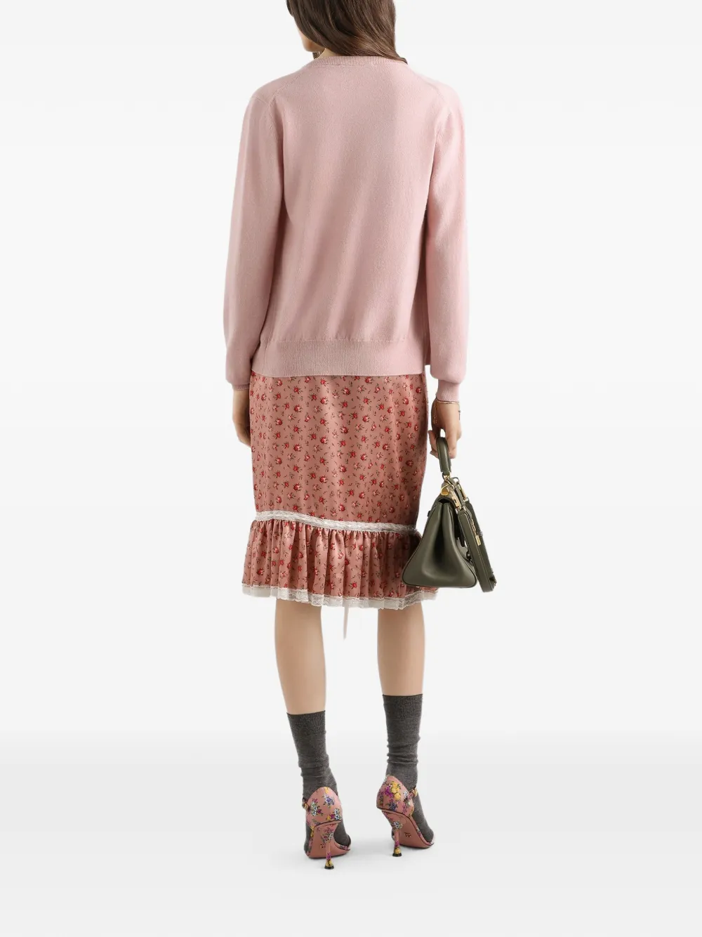 Dolce & Gabbana Buttoned Lace Cardigan - Pink 