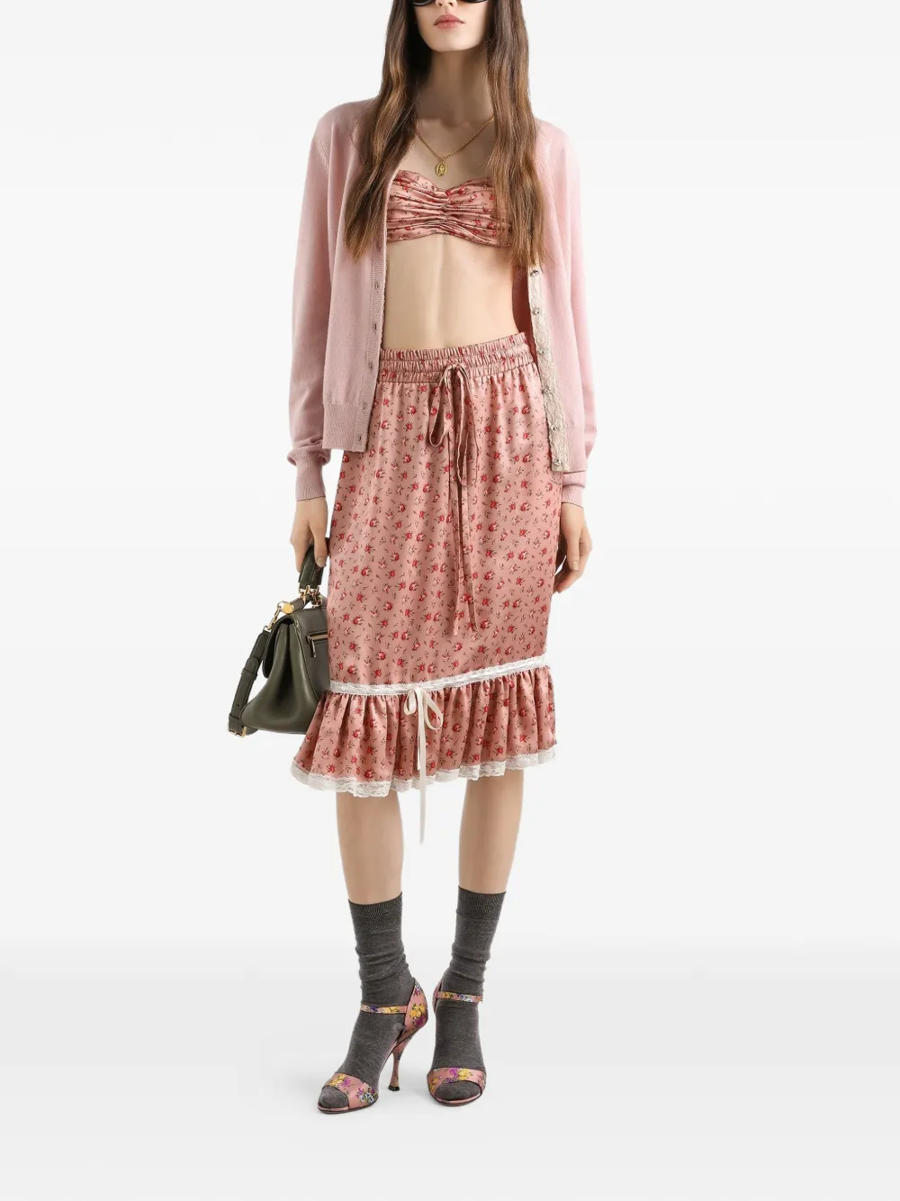  Dolce & Gabbana Buttoned Lace Cardigan - Pink 