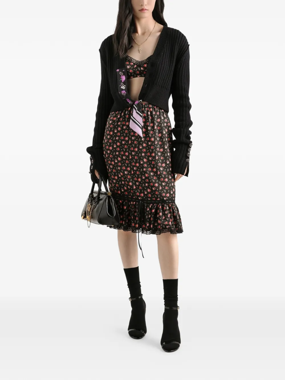  Dolce & Gabbana Button Ribbed Jacket - Black 