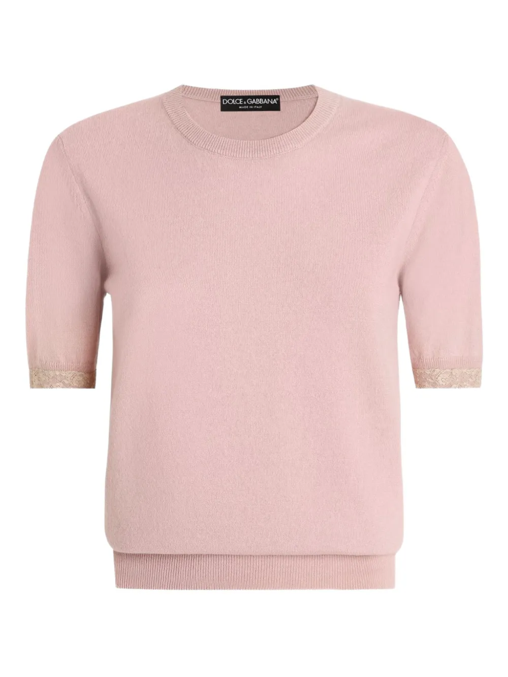 Dolce & Gabbana Oberteil aus Kaschmir mit Spitzenbesatz - Rosa