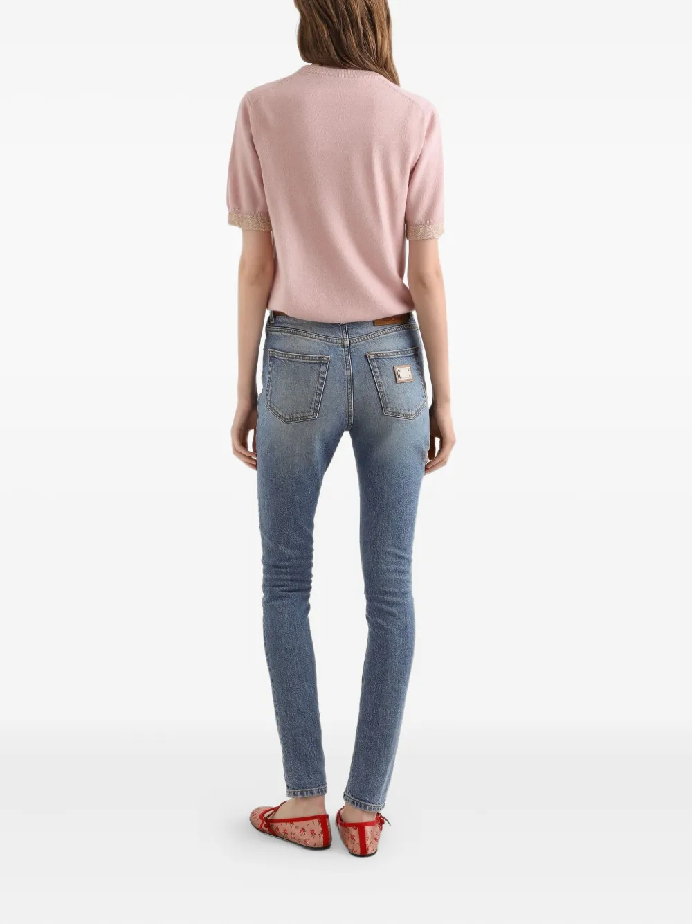  Dolce & Gabbana Lace-trim Cashmere Top - Pink 