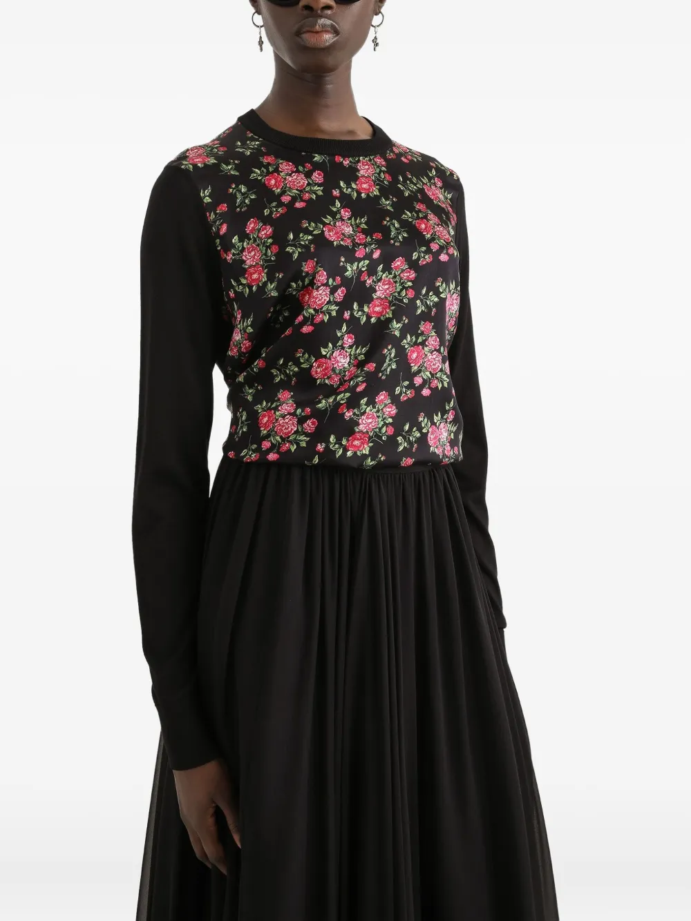 Dolce & Gabbana Trui met bloemenprint Zwart