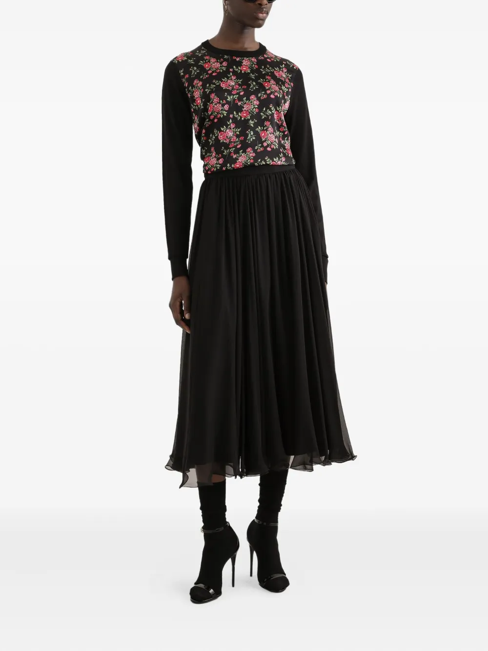 Dolce & Gabbana Trui met bloemenprint - Zwart