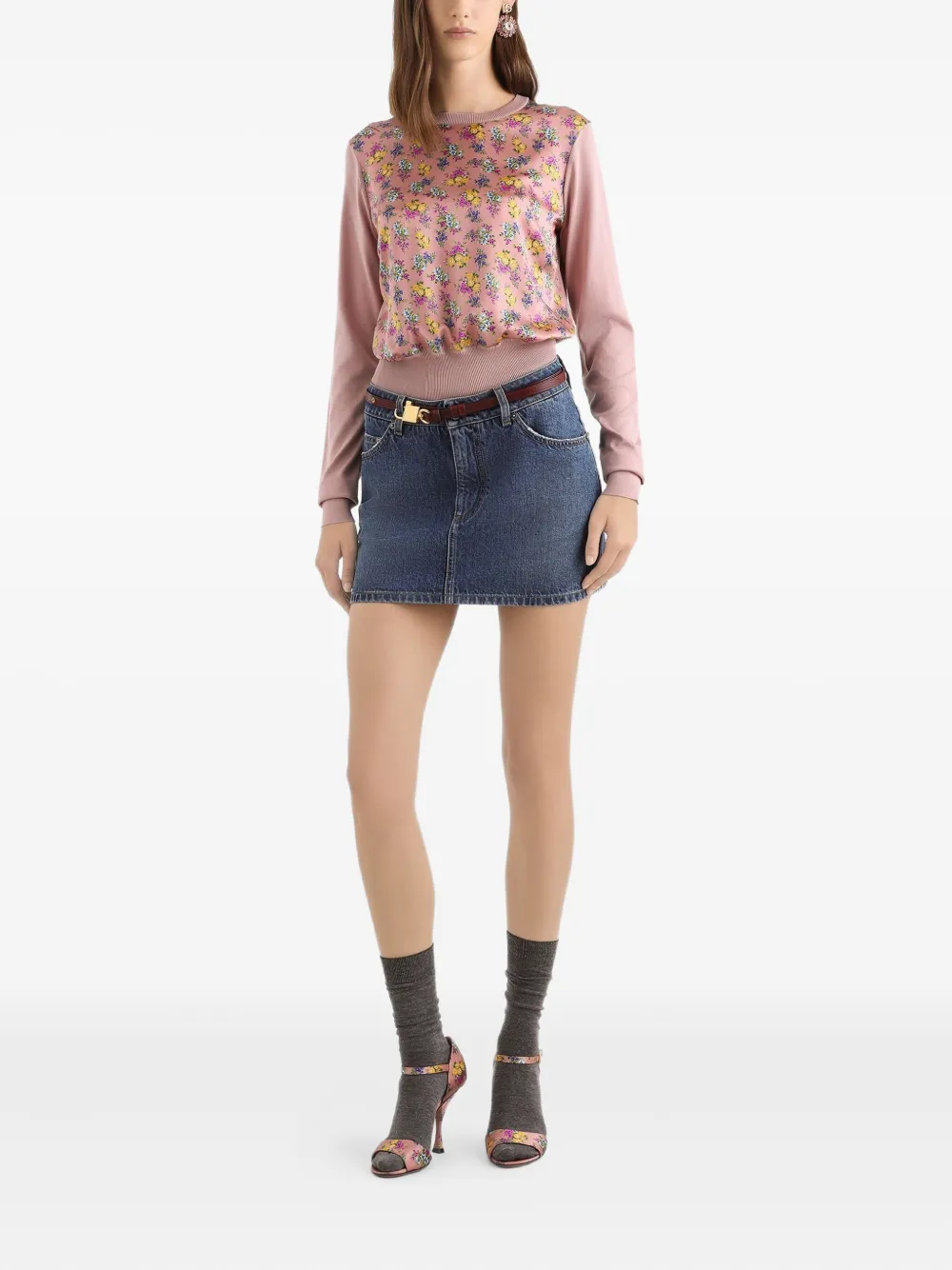 Dolce & Gabbana Trui met bloemenprint Roze