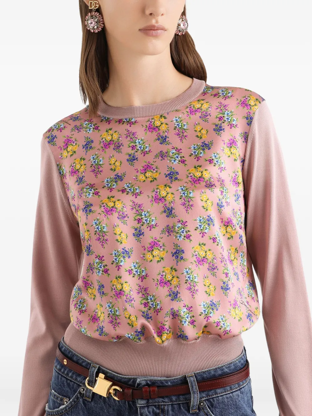 Dolce & Gabbana Trui met bloemenprint Roze