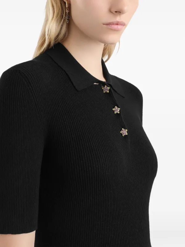 DOLCE & GABBANA ブラック長袖ポロシャツ 46 レイヤード 32464900_62828005_1000.jpg