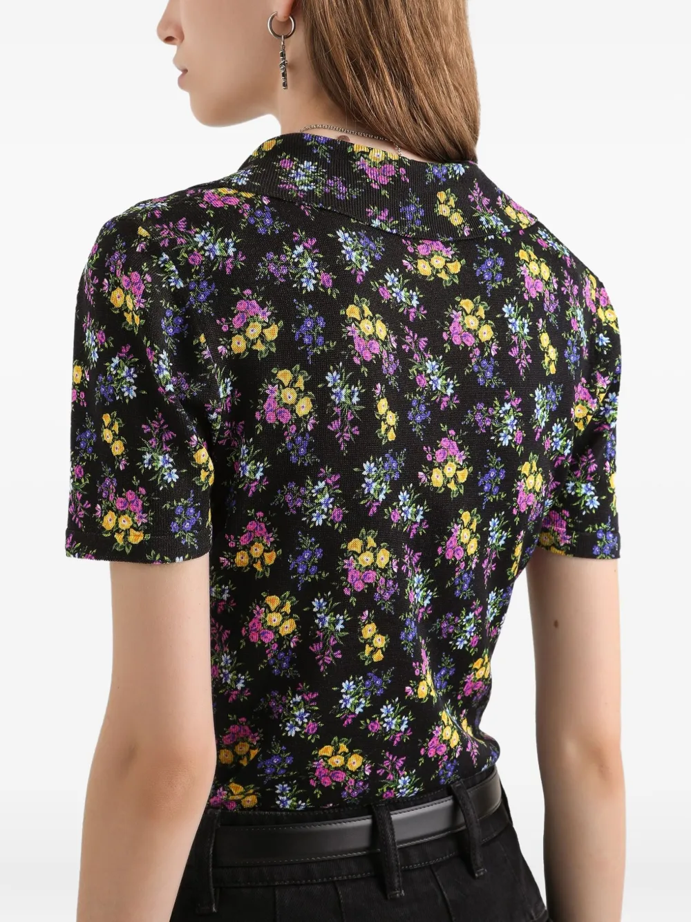 Dolce & Gabbana T-shirt met bloemenprint en korte mouwen Zwart