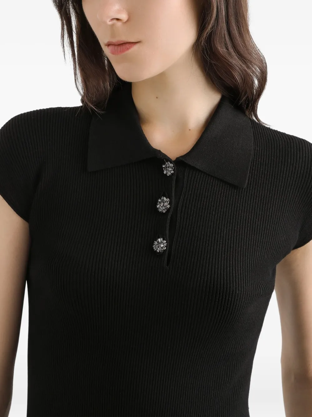 Dolce & Gabbana Polotop met korte mouwen en knopen Zwart