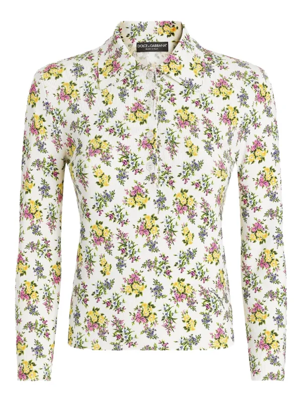Dolce & Gabbana フローラル ポロシャツ | ホワイト | FARFETCH JP