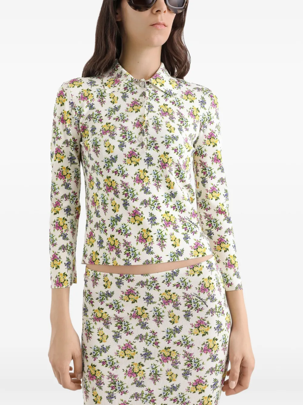 Dolce & Gabbana Poloshirt met bloemenprint Wit