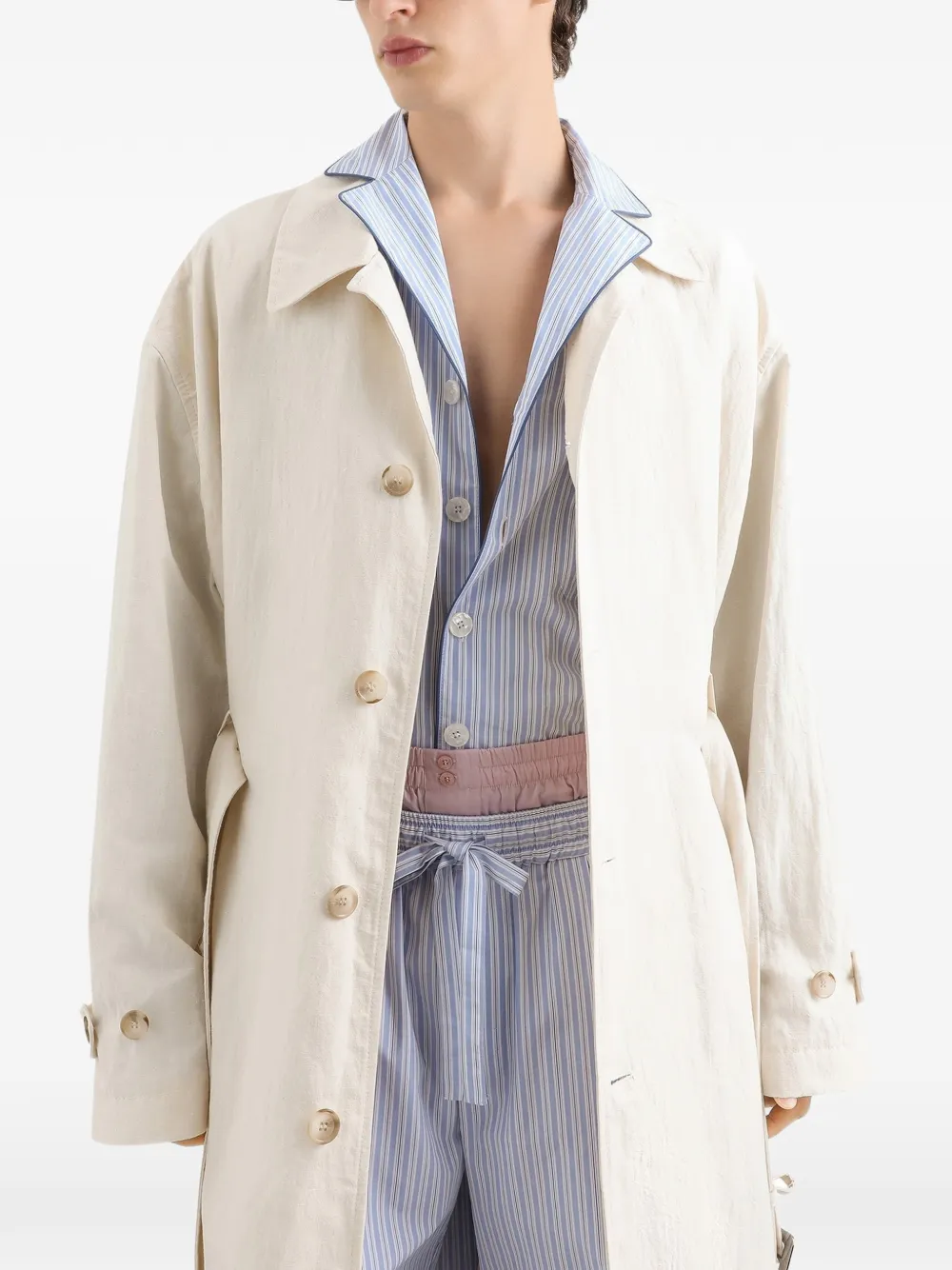 Dolce & Gabbana Katoenen-linnen trenchcoat met knopen Beige