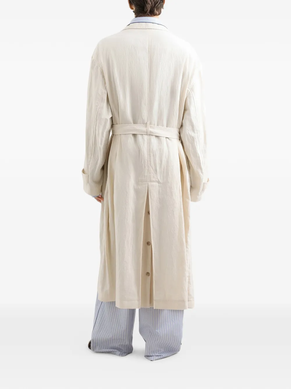 Dolce & Gabbana Katoenen-linnen trenchcoat met knopen Beige