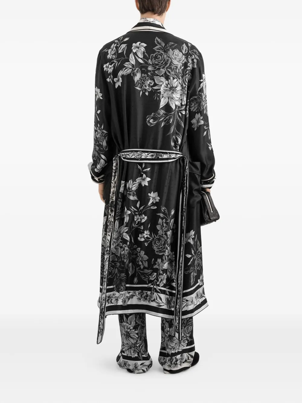 Dolce & Gabbana Badjas met ceintuur en bloemenprint Zwart