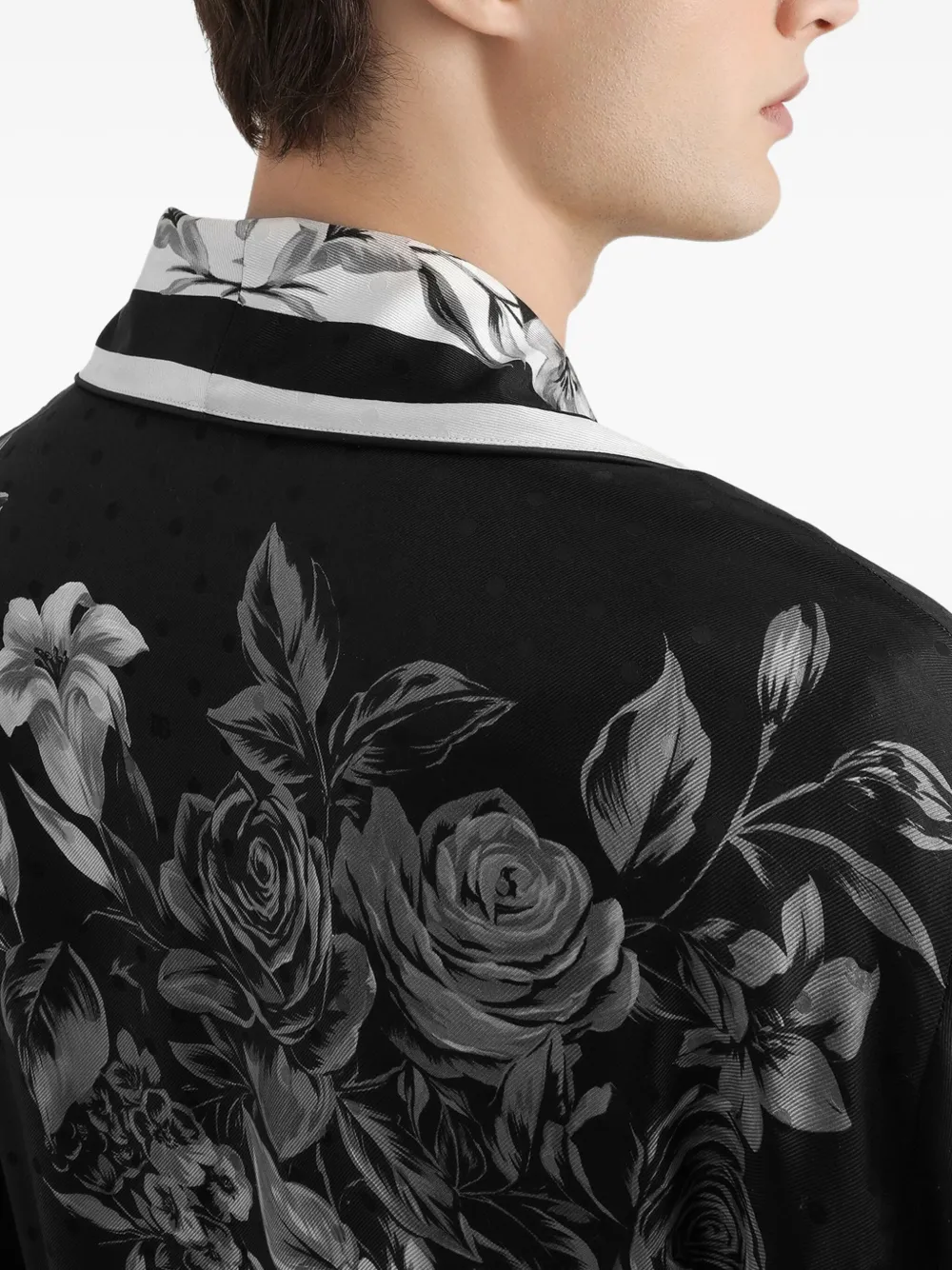 Dolce & Gabbana Badjas met ceintuur en bloemenprint Zwart