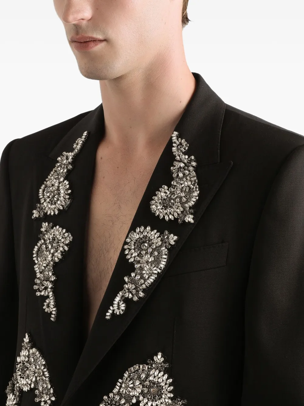 Dolce & Gabbana Verfraaid jack met enkele rij knopen Zwart