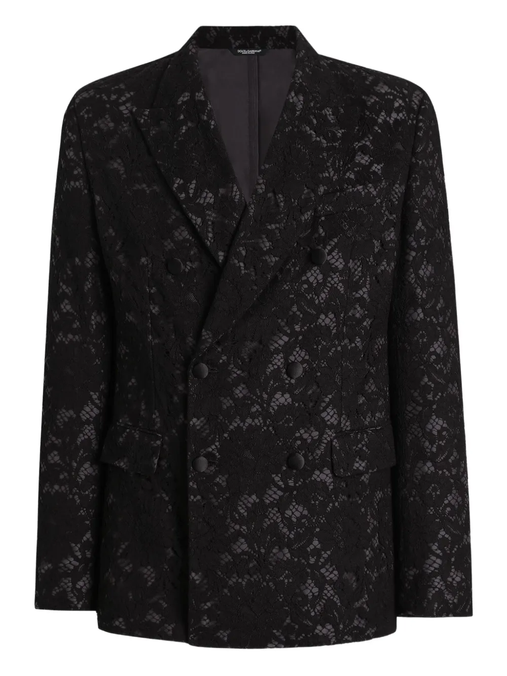 Dolce & Gabbana Blazer doppiopetto con pizzo - Nero