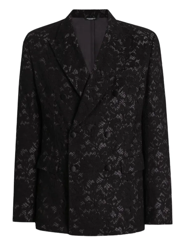 ドルチェ&ガッバーナ　ドルガバ　ジャケット　総レース　黒　ブラック Dolce & Gabbana レース ダブルジャケット | ブラック | FARFETCH JP