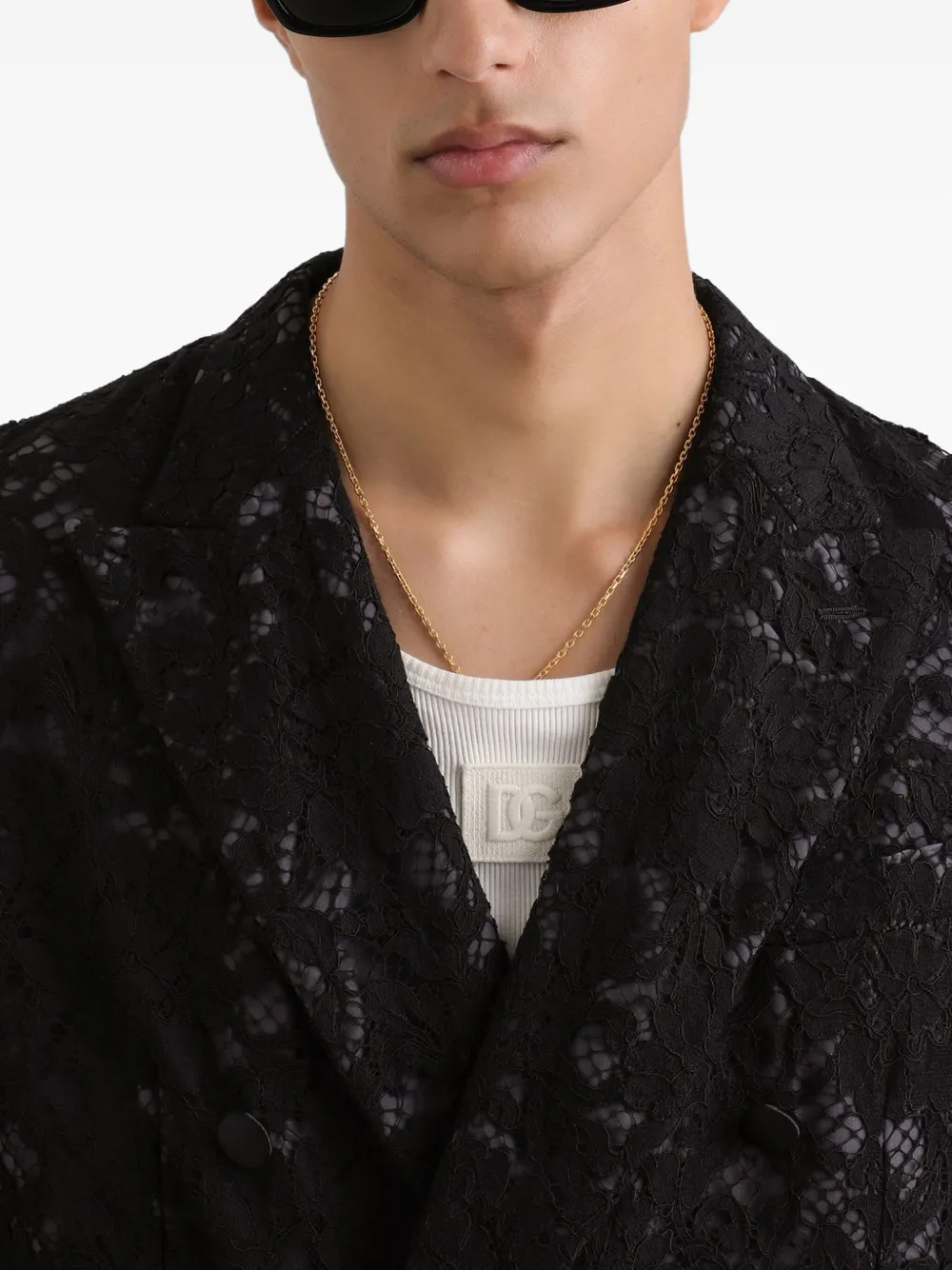 Dolce & Gabbana Kanten blazer met dubbele rij knopen Zwart