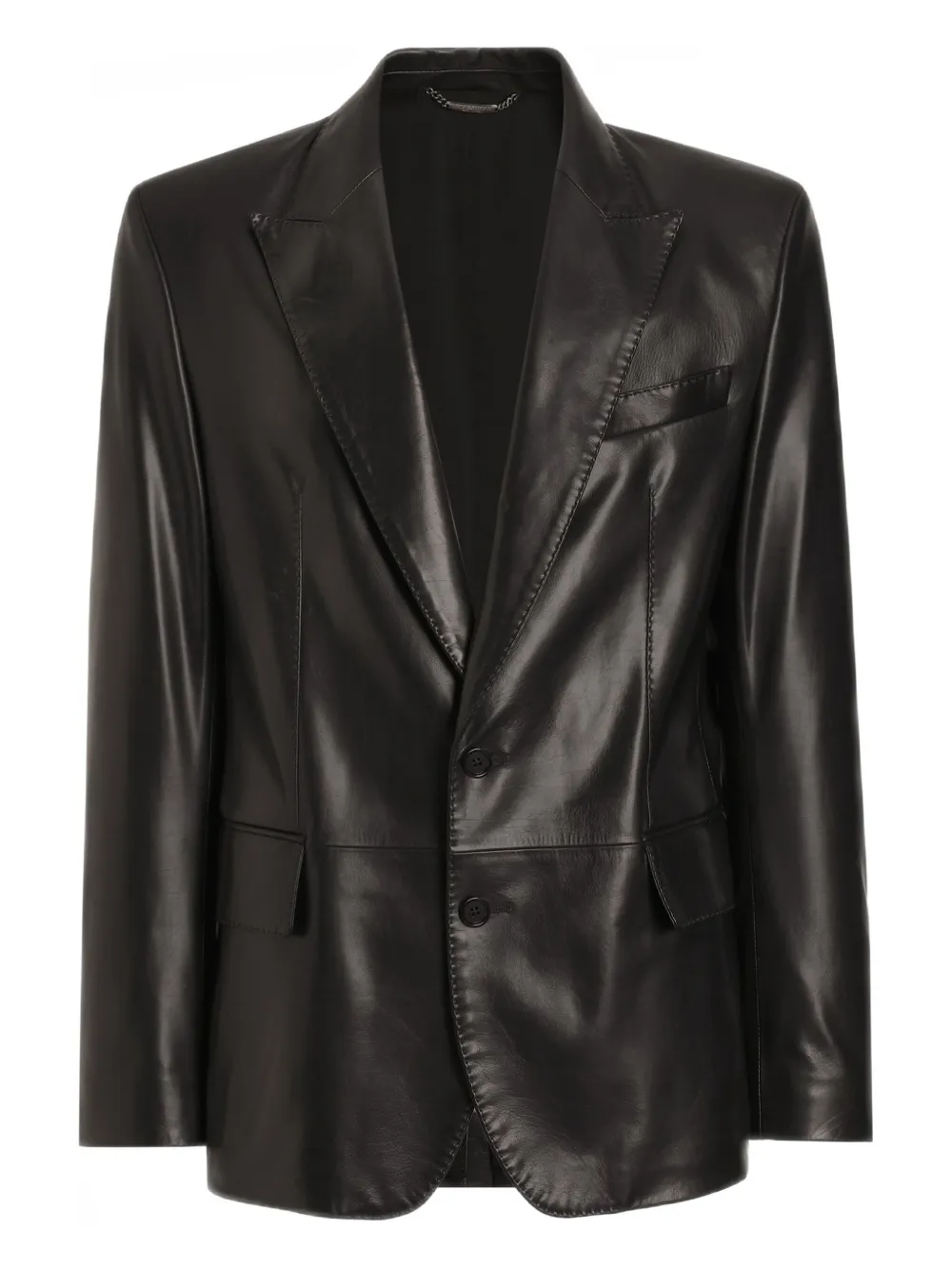 Dolce & Gabbana Blazer in pelle con bottoni - Nero