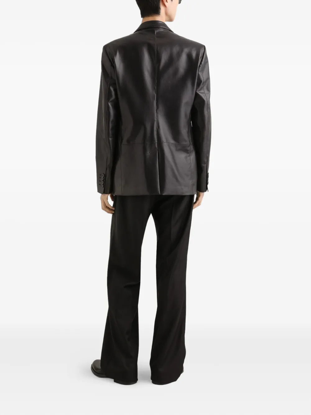 Buttoned Leather Blazer